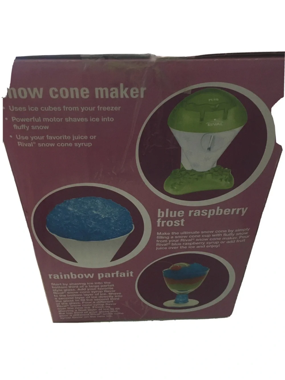 RIVAL Snow Cone Maker in Green, new, no tag